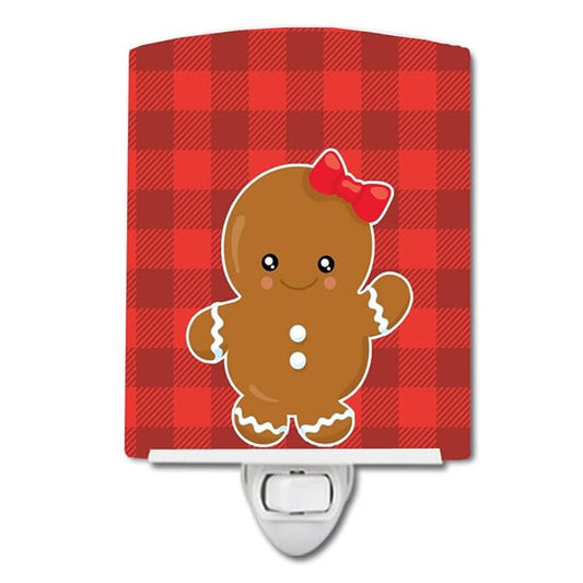 Caroline's Treasures BB8774CNL Christmas Gingerbread Girl Ceramic Night Light Compact, UL-Certified, Ideal for Bedroom, Bathroom, Nursery, Hallway, Kitchen, 6x4x3, Multicolor