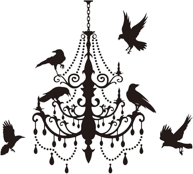 SUPERDANT Halloween Wall Stickers Gothic Chandelier Wall Decals Crow Wall Sticker Halloween Stickers for Kids Halloween Window Decoration for Halloween Party Decorations