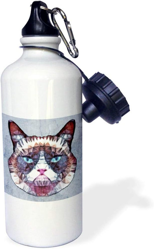 3dRose Abstract Cat Sports Water Bottle, 21 oz, Multicolor