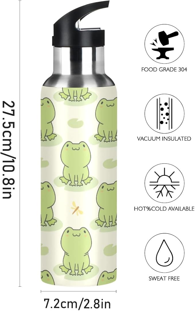 MNSRUU Insulated Water Bottle with Straw, Rainbow and Unicorns Stainless Steel Flasks for Sports Cycling Hiking School