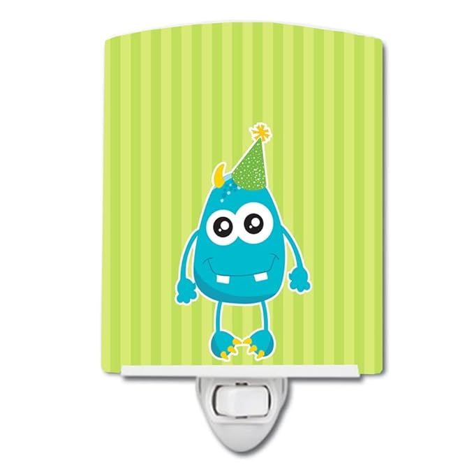 Caroline's Treasures BB9097CNL Birthday Monster Ceramic Night Light Compact, UL-Certified, Ideal for Bedroom, Bathroom, Nursery, Hallway, Kitchen, 6x4x3, Multicolor