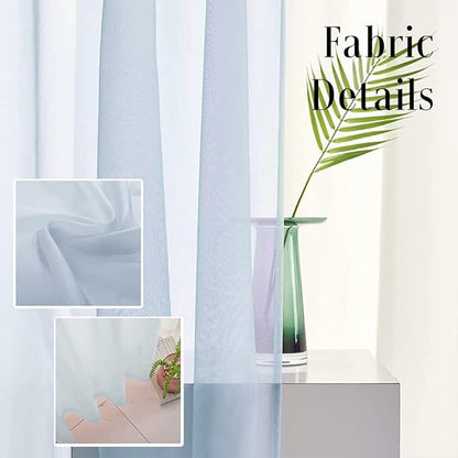 Baby Blue Sheer Curtains 84 Inches Long for Bedroom Rod Pocket Sheer Voile Curtains Panels Light Filtering Blue Sheer Drapes for Windows/Living Room/Boys/Kids Room 52x84 2 Panels