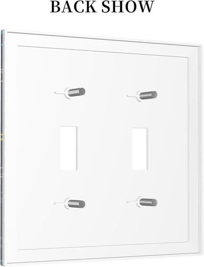 Cartoon Turtles Double Toggle Light Switch Covers 2 Gang Wall Plate Dual Decorative Switchplate Electrical Faceplate for Bathroom Country Kitchen Bedroom Decor, 4.9" x 5"