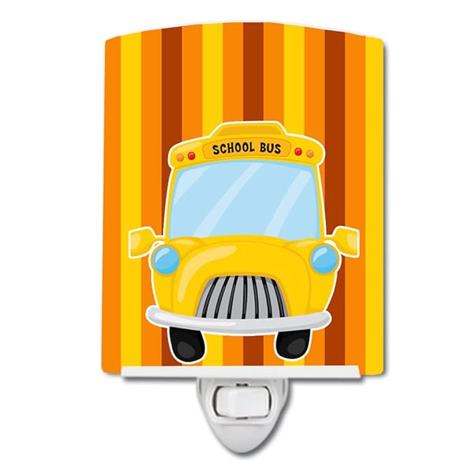 Caroline's Treasures BB8868CNL Back to School Bus Ceramic Night Light Compact, UL-Certified, Ideal for Bedroom, Bathroom, Nursery, Hallway, Kitchen, 6x4x3, Multicolor