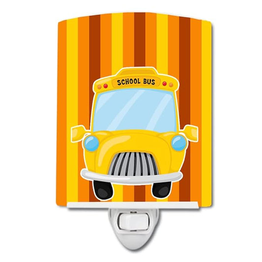 Caroline's Treasures BB8868CNL Back to School Bus Ceramic Night Light Compact, UL-Certified, Ideal for Bedroom, Bathroom, Nursery, Hallway, Kitchen, 6x4x3, Multicolor