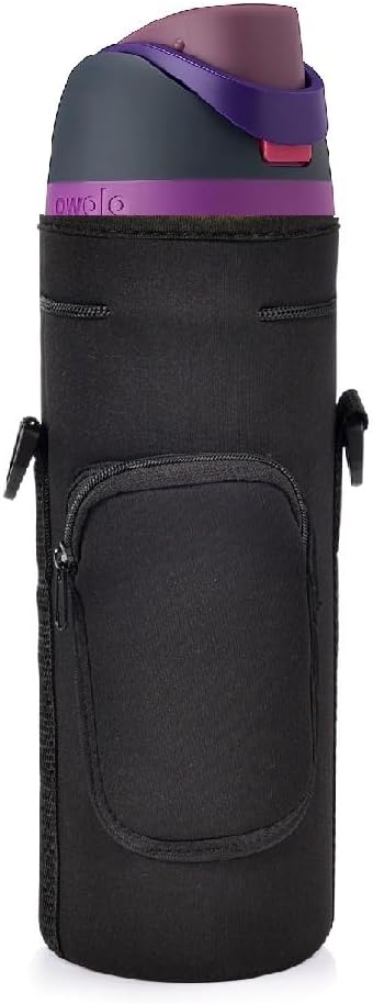 AF-WAN Neoprene Carrier Water Bottle Insulation Sleeve,Waterproof, Anti-Slip, Anti-Scratch Pouch with Shoulder Strap, fit for Owala Insulated Stainless Steel Water Bottle (Black, For 24 oz)