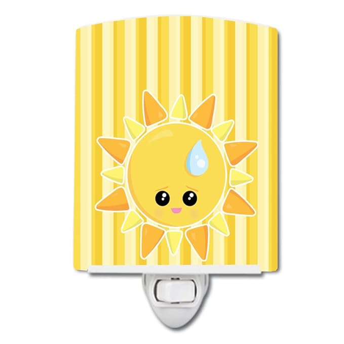 Caroline's Treasures BB7150CNL Weather Sun Sprinkle Face Ceramic Night Light Compact, UL-Certified, Ideal for Bedroom, Bathroom, Nursery, Hallway, Kitchen, 6x4x3, Multicolor