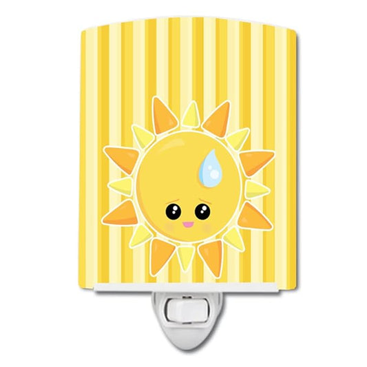 Caroline's Treasures BB7150CNL Weather Sun Sprinkle Face Ceramic Night Light Compact, UL-Certified, Ideal for Bedroom, Bathroom, Nursery, Hallway, Kitchen, 6x4x3, Multicolor