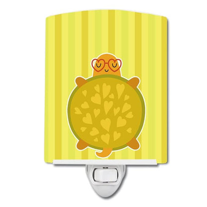 Caroline's Treasures BB6736CNL Turtle with Glasses Ceramic Night Light Compact, UL-Certified, Ideal for Bedroom, Bathroom, Nursery, Hallway, Kitchen, 6x4x3, Multicolor