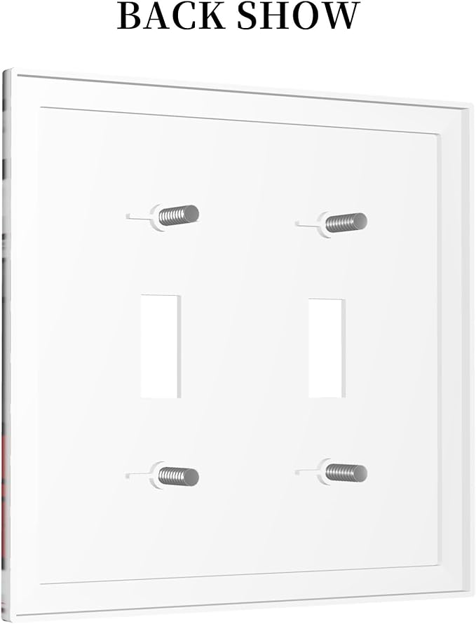 Red Gray Black White Geometric Double Toggle Light Switch Covers 2 Gang Wall Plate Dual Decorative Switchplate Electrical Faceplate for Bathroom Country Kitchen Bedroom Decor, 4.9" x 5"