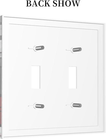 Red Gray Black White Geometric Double Toggle Light Switch Covers 2 Gang Wall Plate Dual Decorative Switchplate Electrical Faceplate for Bathroom Country Kitchen Bedroom Decor, 4.9" x 5"