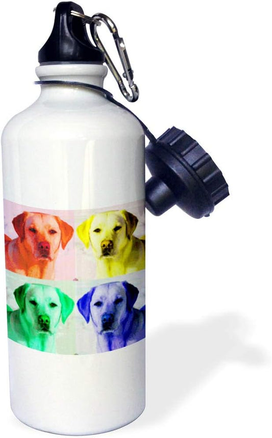 3dRose Labrador Retriever, dog, puppy, animal, pet, pop art Sports Water Bottle, 21 oz, Multicolor