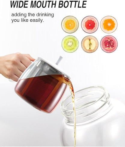 24OZ Borosilicate Glass Infuser Water Bottle,Glass Tea Tumbler with Strainer and Anti-slip Sleeve, Sport Water Bottles for Gym Hiking Camping