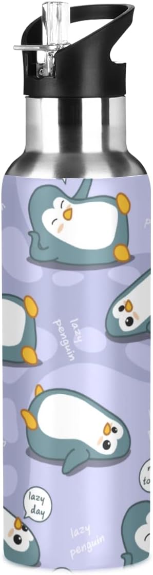 MNSRUU Insulated Water Bottle with Straw, Rainbow and Unicorns Stainless Steel Flasks for Sports Cycling Hiking School