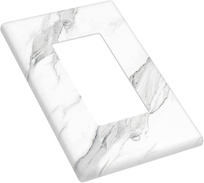 Marble Grey Wall Plate Decorative Light Switch Cover 1-Gang Single Rocker Faceplate fo Bathroom Farmhouser Kitchen Bedroom White