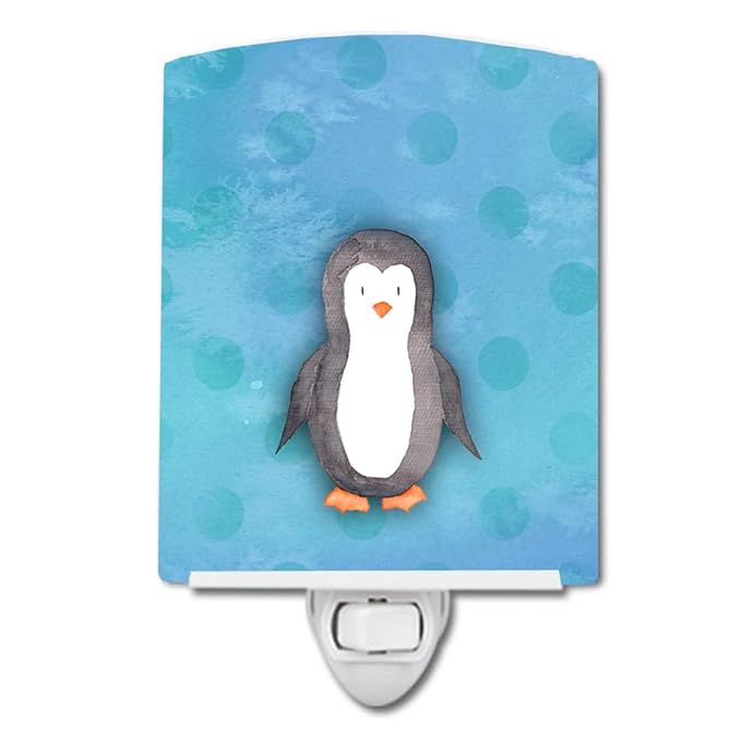 Caroline's Treasures BB7376CNL Polkadot Penguin Watercolor Ceramic Night Light Compact, UL-Certified, Ideal for Bedroom, Bathroom, Nursery, Hallway, Kitchen, 6x4x3, Multicolor