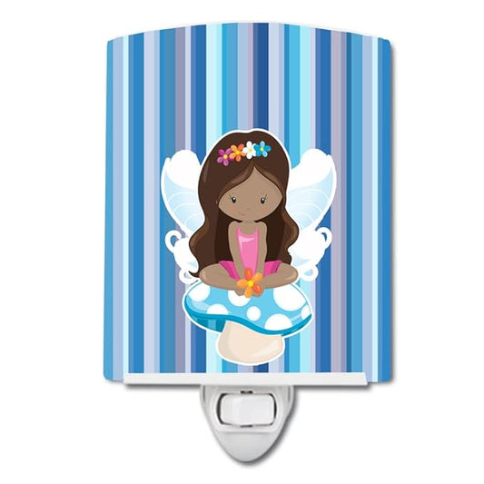 Caroline's Treasures BB6917CNL Fairy Blue Stripes Ceramic Night Light Compact, UL-Certified, Ideal for Bedroom, Bathroom, Nursery, Hallway, Kitchen, 6x4x3, Multicolor