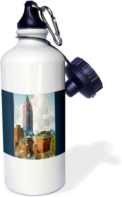 3dRose Empire State Building, New York City Postcard Reproduction-Sports Water Bottle, 21oz , 21 oz, Multicolor