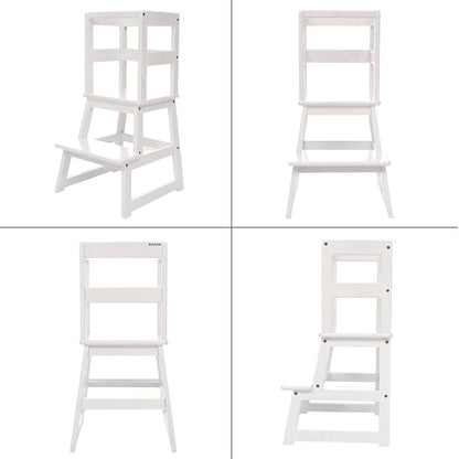 Kitchen Step Stool with Safety Rail and Anti-Slip Mats, Kids Step Stool Toddler Kitchen Stool for Children 18 Months and up