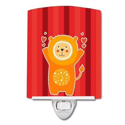 Caroline's Treasures BB6754CNL Lion Love Ceramic Night Light Compact, UL-Certified, Ideal for Bedroom, Bathroom, Nursery, Hallway, Kitchen, 6x4x3, Multicolor