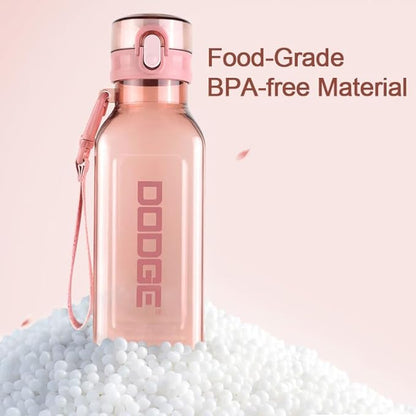Sports Square Water Bottle 24 oz Reusable Drinking Bottle Portable Leakproof BPA-Free Plastic Water Bottles for Travel Picnic Gym Camping School(Pink)