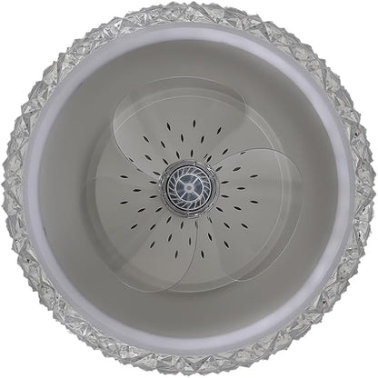 20" Flush Mount Ceiling Fans with Lights and Remote Control,Crystal Low Profile Ceiling Fan,6 Speed Reversible Mute,Bladeless Ceiling Fan for Living Room Bedroom