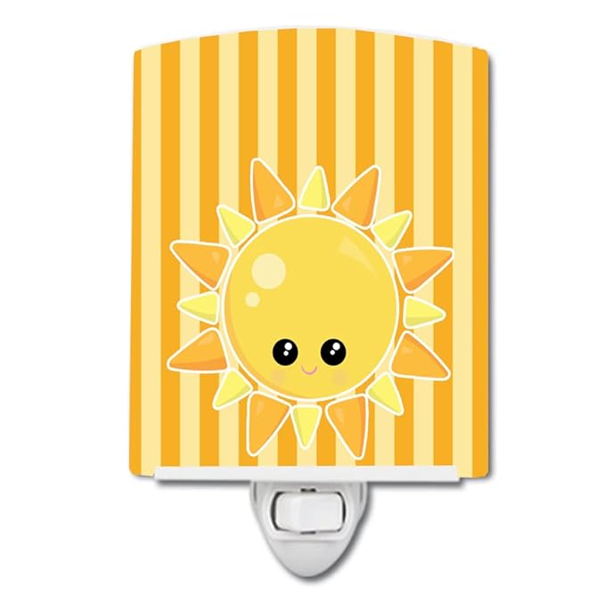 Caroline's Treasures BB7155CNL Weather Sunshine Face Ceramic Night Light Compact, UL-Certified, Ideal for Bedroom, Bathroom, Nursery, Hallway, Kitchen, 6x4x3, Multicolor