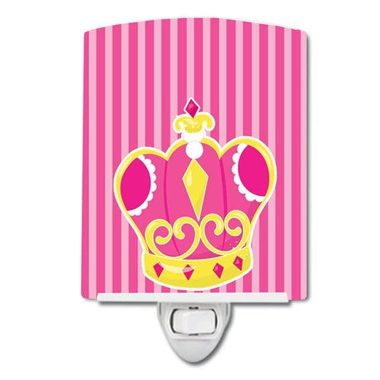 Caroline's Treasures BB8757CNL Princess Crown Ceramic Night Light Compact, UL-Certified, Ideal for Bedroom, Bathroom, Nursery, Hallway, Kitchen, 6x4x3, Multicolor