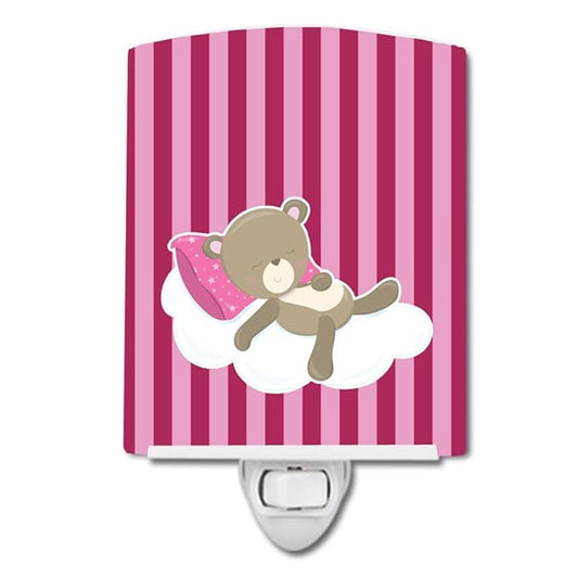 Caroline's Treasures BB8621CNL Baby Girl Bear on Cloud Ceramic Night Light Compact, UL-Certified, Ideal for Bedroom, Bathroom, Nursery, Hallway, Kitchen, 6x4x3, Multicolor