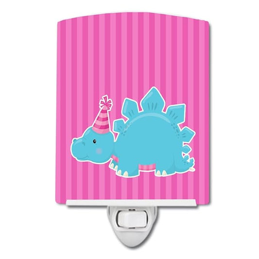 Caroline's Treasures BB8925CNL Dinosaur Pink #3 Ceramic Night Light Compact, UL-Certified, Ideal for Bedroom, Bathroom, Nursery, Hallway, Kitchen, 6x4x3, Multicolor