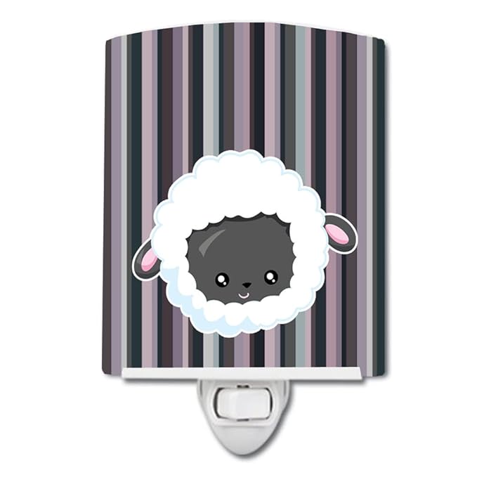 Caroline's Treasures BB6931CNL Black Sheep Lamb Face Ceramic Night Light Compact, UL-Certified, Ideal for Bedroom, Bathroom, Nursery, Hallway, Kitchen, 6x4x3, Multicolor