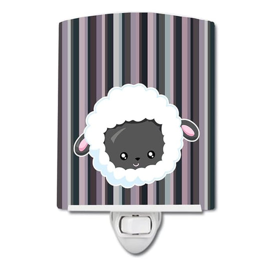 Caroline's Treasures BB6931CNL Black Sheep Lamb Face Ceramic Night Light Compact, UL-Certified, Ideal for Bedroom, Bathroom, Nursery, Hallway, Kitchen, 6x4x3, Multicolor