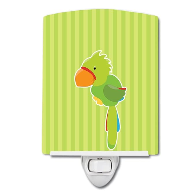 Caroline's Treasures BB8969CNL Pirate Parrot Green Ceramic Night Light Compact, UL-Certified, Ideal for Bedroom, Bathroom, Nursery, Hallway, Kitchen, 6x4x3, Multicolor