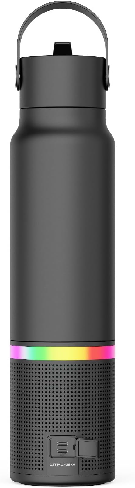 Smart Water Bottle with Premium Bluetooth Speaker, Portable Charger, LED Light, Hands-Free Mic, Insulated Stainless Steel, Straw Lid, BPA-Free, 20oz - Mix & Match Colorways