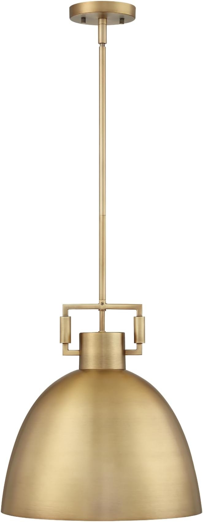Nathan James Leigh Pendant Lighting, Hanging Ceiling Light with Oversized Metal Shade and Adjustable Cord, for Kitchen Island or Entryway, Antiqued Brass