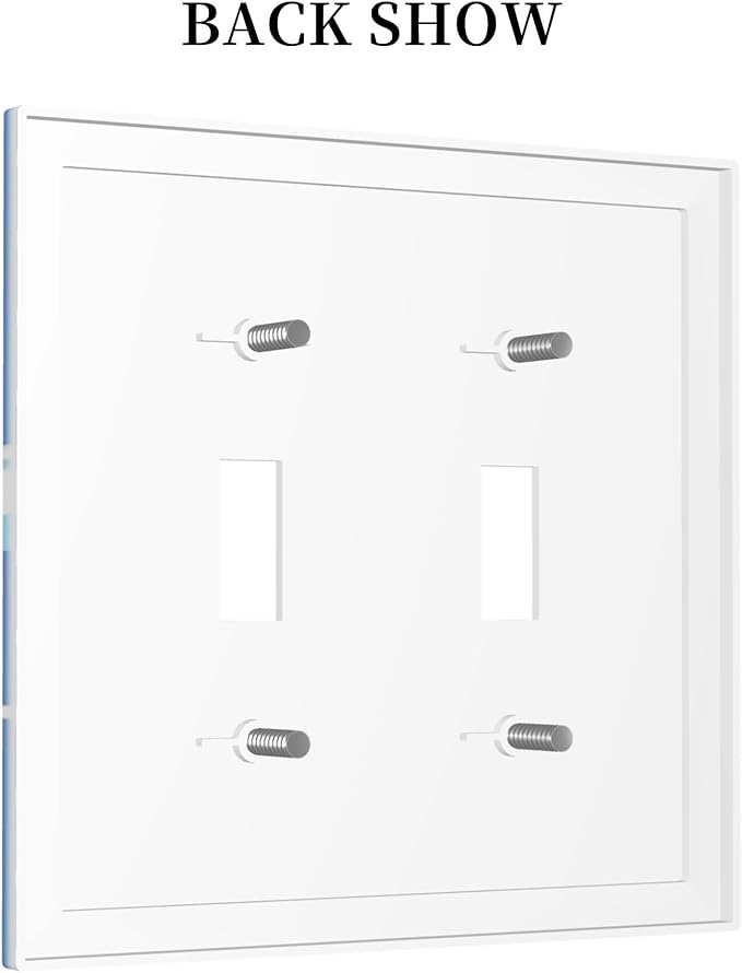 Cute Sharks Cartoon Double Toggle Light Switch Covers 2 Gang Wall Plate Dual Decorative Switchplate Electrical Faceplate for Bathroom Country Kitchen Bedroom Decor, 4.9" x 5"