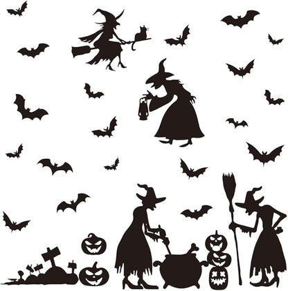 SUPERDANT Halloween Wall Stickers Magic Witch Wall Decals Spooky Pumpkin Wall Sticker Halloween Stickers for Kids Halloween Window Decoration for Halloween Party Decorations