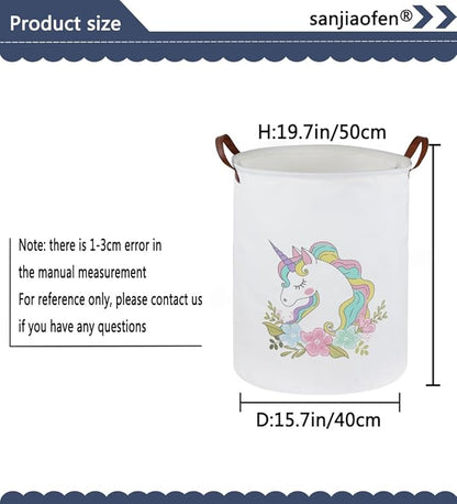 Unicorn Laundry Basket,Kids Unicorn Hamper for Girls Room Decor,Baby Girls Dirty Clothes Hamper,Nursery Hamper for Bedroom Decor,Gift Basket(Colorful Unicorn)