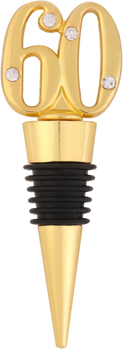 24-Pack 60 Wine Bottle Stopper to Keep for 60th Birthday Party Decoration 60 Years Old Wine Stopper Fun Gift for Wine Lovers (Gold 60th)