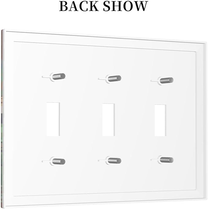 Cartoon Animal Zebra Leopard Giraffe Bird Leaf 3 Gang Nursery Light Switch Covers Decorative Triple Toggle Wall Plate Electrical Faceplate Switchplate for Kidroom Bedroom Decor