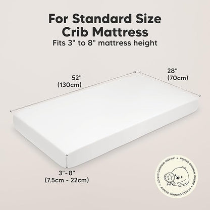 2-Pack Organic Crib Sheets for Boys, Girls - Jersey Fitted Crib Sheet, Baby Crib Sheets Neutral, Crib Mattress Sheet, Cotton Crib Sheets, Breathable Crib Sheet, Baby Mattress Sheets (Soft White)