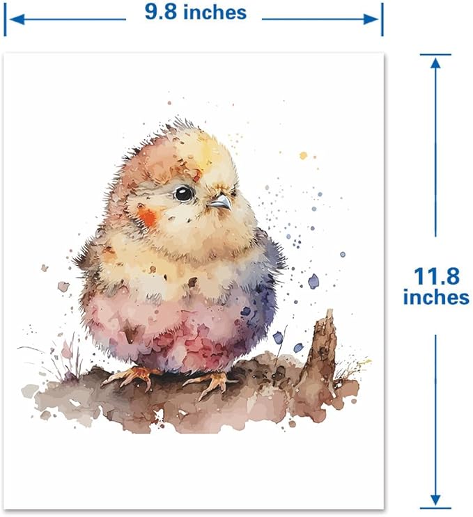 Lovely Cute Watercolor Chicken Wall Stickers Decals, Farm Animals Decor Vinyl Waterproof Peel Removable Self-Adhesive Murals for Nursery Kids Bedroom Bathroom Toilet Playroom Furniture Classroom