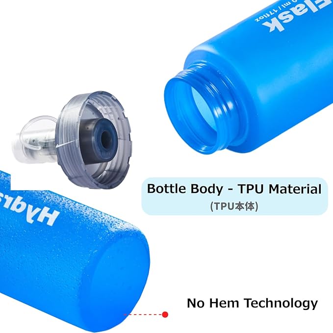 Azarxis TPU Soft Flask Running Water Bottles Collapsible BPA-Free for Hydration Pack - Ideal for Running Hiking Cycling Climbing (500ml/16.9oz - 2 Pack)