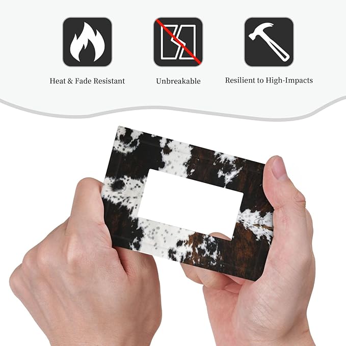 Western Farm Highland Cow Cowhide 1 Gang Rocker Light Switch Plate Single Decora Outlet Wall Plate Cover Faceplate Decorative Switchplate GFCI for Farmhouse Bathroom Living Room Bedroom Decorate