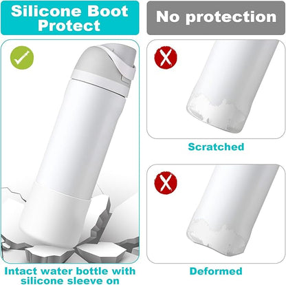 2PCS Silicone Water Bottle Boot for Owala 24oz 32oz 40oz, Anti-Slip Protective Sleeve Bottom Bumper Protector for FreeSip, Twist, and Flip Stainless Steel Water Bottles