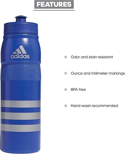 adidas 750 ML (28 oz) Stadium Refillable Plastic Sport Water Bottle, Bold Blue/Silver Metallic, One Size