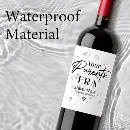 8 Pcs Parents Pregnancy Baby Announcement Wine Labels, Funny Pregnancy Baby Announcement Gifts for New Parents Wine Bottle Stickers Labels, Your Parents Era Starts Now Wine Labels