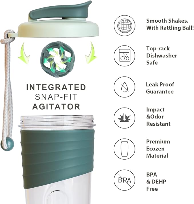 Protein Shaker Bottle,Sports Blender Bottles for Protein Mixes with Whisk Ball,Mixer Bottle,Portable Pre Workout Whey Protein Drink Shaker Cup，Teal