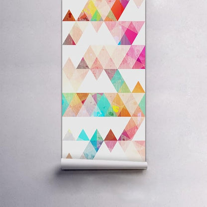 Amaonm Removable 15.8 x 98.4inch Rainbow Colorful Geometry Triangle Wall Decals DIY Wallpaper Wall Stickers Murals Decor for Kids Children Babys Girls Bedroom Teens Nursery Living Room Door Desk Decoration (Triangle)