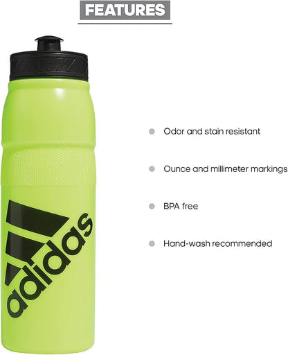 adidas 750 ML (28 oz) Stadium Refillable Plastic Sport Water Bottle, Signal Green/Black, One Size